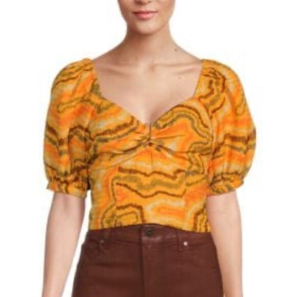 Sam Edelman Karen Puff Sleeve Cropped Blouse size M - Picture 1 of 13